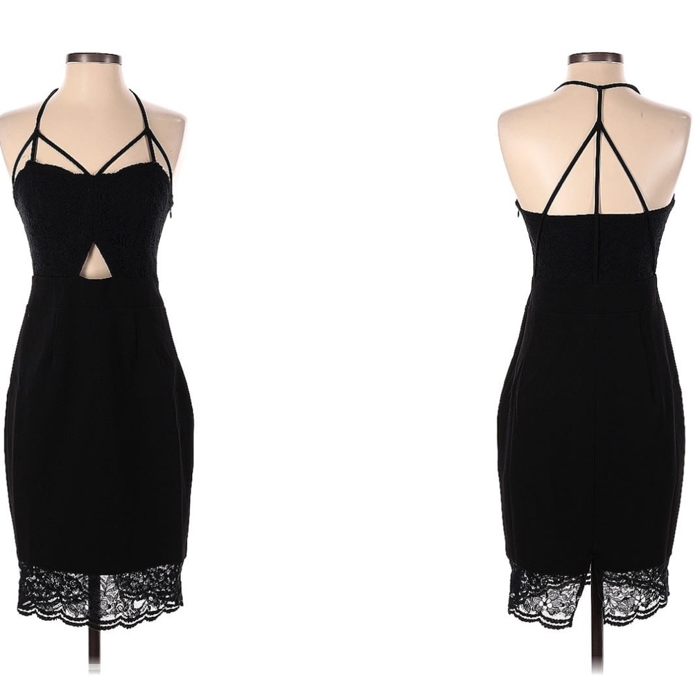 Express cocktail midi dress size 6 Strappy caged design. Very sexy lace details